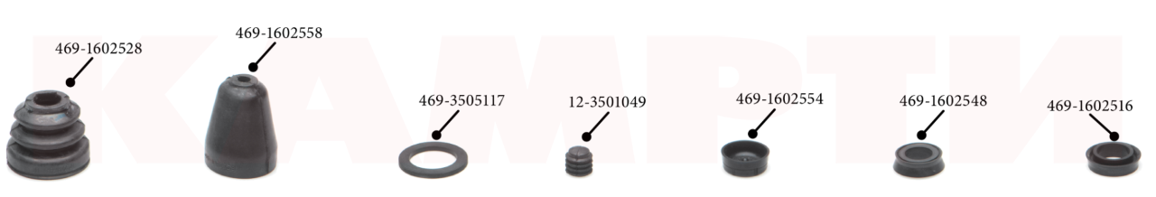 469-1602528У Ремкомплект главного и рабочего цилиндра сцепления (РТИ 7п) для а/м УАЗ РТИкомплект